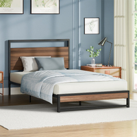 ALFORDSON Metal Bed Frame King Single Industrial Platform Mattress Base Wood