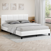 ALFORDSON Bed Frame King Size Wooden Platform Mattress Base Leather White