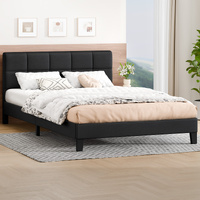 ALFORDSON Bed Frame King Size Wooden Slats Platform Fabric Charcoal Paula