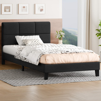 ALFORDSON Bed Frame King Single Wooden Slats Platform Fabric Charcoal Paula