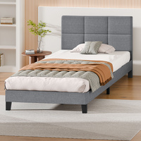 ALFORDSON Bed Frame King Single Wooden Slats Platform Fabric Grey Paula