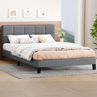 ALFORDSON Bed Frame Queen Size Wooden Slats Platform Fabric Grey Paula