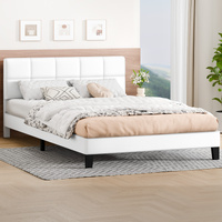 ALFORDSON Bed Frame Queen Size Wooden Slats Platform Leather White Paula