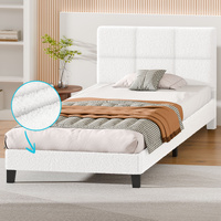 ALFORDSON Bed Frame Single Size Wooden Slats Platform Boucle White Paula