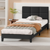 ALFORDSON Bed Frame Single Size Wooden Slats Platform Fabric Charcoal Paula