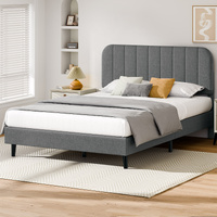ALFORDSON Bed Frame Queen Size Adjustable Headboard Linen Grey Mattress Base