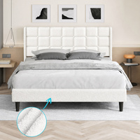 ALFORDSON Bed Frame King Size Upholstered Wingback Boucle White Mattress Base