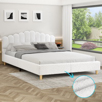 ALFORDSON Bed Frame King Size Upholstered Platform Base White Boucle TANIA