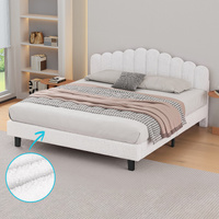 ALFORDSON Bed Frame King Size Boucle White Mattress Base Wooden Platform