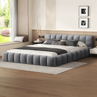 ALFORDSON Bed Frame Double Size Tufted Headboard Foundation Grey Velvet TALMON