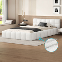 ALFORDSON Bed Frame Single Size Tufted Headboard Foundation White Boucle TALMON