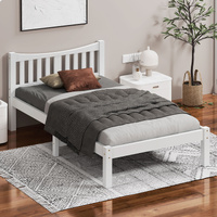 ALFORDSON Bed Frame Wooden King Single Solid Pine Timber Base White CAMBRIE