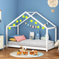 ALFORDSON Kids Bed Frame Wooden Timber Single House Frame Candice White