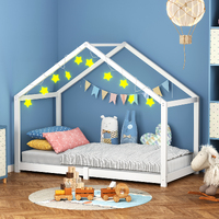 ALFORDSON Kids Bed Frame Wooden Timber Single House Frame Candice White