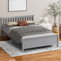 ALFORDSON Bed Frame Wooden King Size Slatted Headboard Timber Grey FABIANO