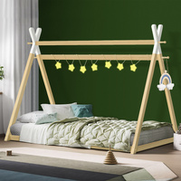 ALFORDSON Bed Frame Wooden Single Timber Teepee House Base Platform Oak TODD