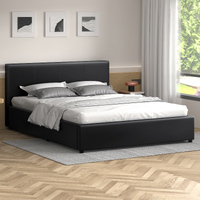 ALFORDSON Bed Frame Double Size Gas Lift Storage Base Black Leather TRICIA