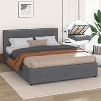 ALFORDSON Bed Frame King Size Gas Lift Storage Base Grey Fabric TRICIA