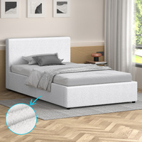 ALFORDSON Bed Frame King Single Gas Lift Storage Base White Boucle TRICIA