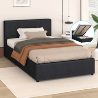 ALFORDSON Bed Frame King Single Gas Lift Storage Base Fabric Charcoal TRICIA