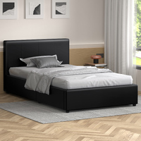 ALFORDSON Bed Frame Single Size Gas Lift Storage Base Black Leather TRICIA