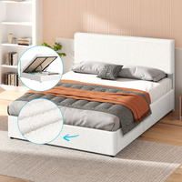 ALFORDSON Bed Frame Double Gas Lift Storage Adjustable Headboard Boucle LURIA