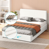 ALFORDSON Bed Frame King Gas Lift Storage Adjustable Headboard Boucle LURIA