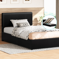 ALFORDSON Bed Frame King Single Gas Lift Storage Adjustable Headboard Black LURIA