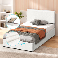 ALFORDSON Bed Frame King Single Gas Lift Storage Adjustable Headboard Boucle LURIA
