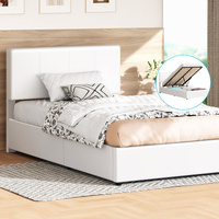 ALFORDSON Bed Frame King Single Gas Lift Storage Adjustable Headboard White