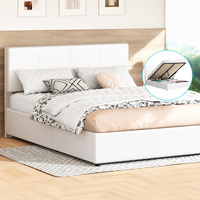 ALFORDSON Bed Frame Queen Gas Lift Storage Adjustable Headboard White LURIA