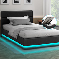 ALFORDSON Bed Frame King Single Platform RGB LED Gas Lift Base Storage Charcoal