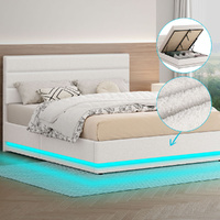 ALFORDSON Bed Frame Double Size Platform RGB LED Gas Lift Base Storage Boucle