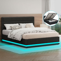 ALFORDSON Bed Frame Double Size Platform RGB LED Gas Lift Storage Base Charcoal