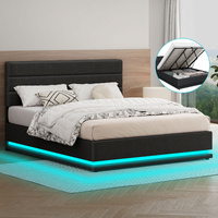 ALFORDSON Bed Frame King Size Platform RGB LED Gas Lift Storage Base Charcoal