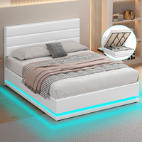 ALFORDSON Bed Frame King Size Platform RGB LED Gas Lift Base Storage White