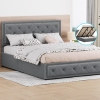 ALFORDSON Bed Frame King Size Gas Lift Storage Mattress Base Fabric Grey DIANA