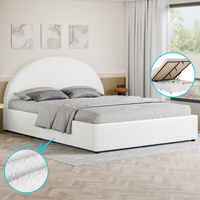 ALFORDSON Bed Frame Double Size Gas Lift Base With Storage White Boucle HOWELL