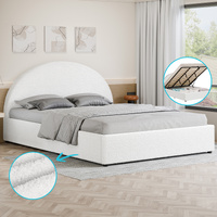 ALFORDSON Bed Frame King Size Gas Lift Base With Storage White Boucle HOWELL