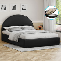 ALFORDSON Bed Frame Queen Size Gas Lift Base With Storage Black Leather HOWELL