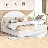 ALFORDSON Bed Frame Double Size Arched Base Gas Lift Storage Boucle White Hoult