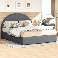 ALFORDSON Bed Frame Double Size Arched Base Gas Lift Storage Fabric Grey Hoult