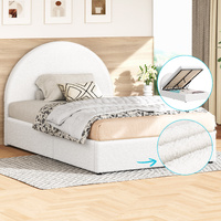ALFORDSON Bed Frame King Single Arched Base Gas Lift Storage Boucle White Hoult