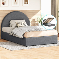 ALFORDSON Bed Frame King Single Arched Base Gas Lift Storage Fabric Grey Hoult