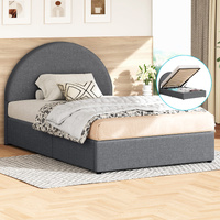 ALFORDSON Bed Frame Single Size Arched Base Gas Lift Storage Fabric Grey Hoult