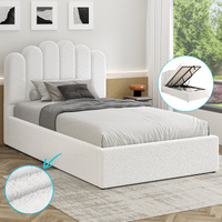 ALFORDSON Bed Frame Single Size Gas Lift Storage Base Wooden Boucle MILTON