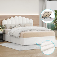 ALFORDSON Bed Frame Queen Size Gas Lift Storage Base Wooden Boucle White MUTIS