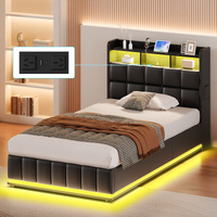 ALFORDSON Bed Frame King Single RGB LED Gas Lift Base Platform Storage Leather