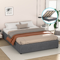 ALFORDSON Bed Frame King Size Gas Lift Storage Mattress Base Grey WILBUR