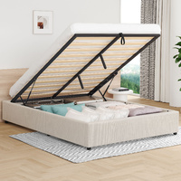 ALFORDSON Bed Frame Queen Size Gas Lift Storage Mattress Base Beige BARLOW